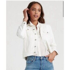 Lucky Brand Women's Tomboy Trucker Jacket true White denim jacket size large